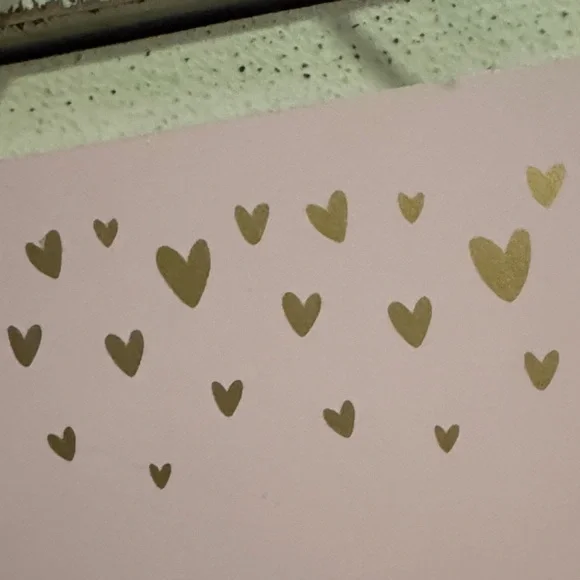 Pink Hanging Sign Gold Hearts Collage Board photo display sticky notes office - Picture 4 of 9